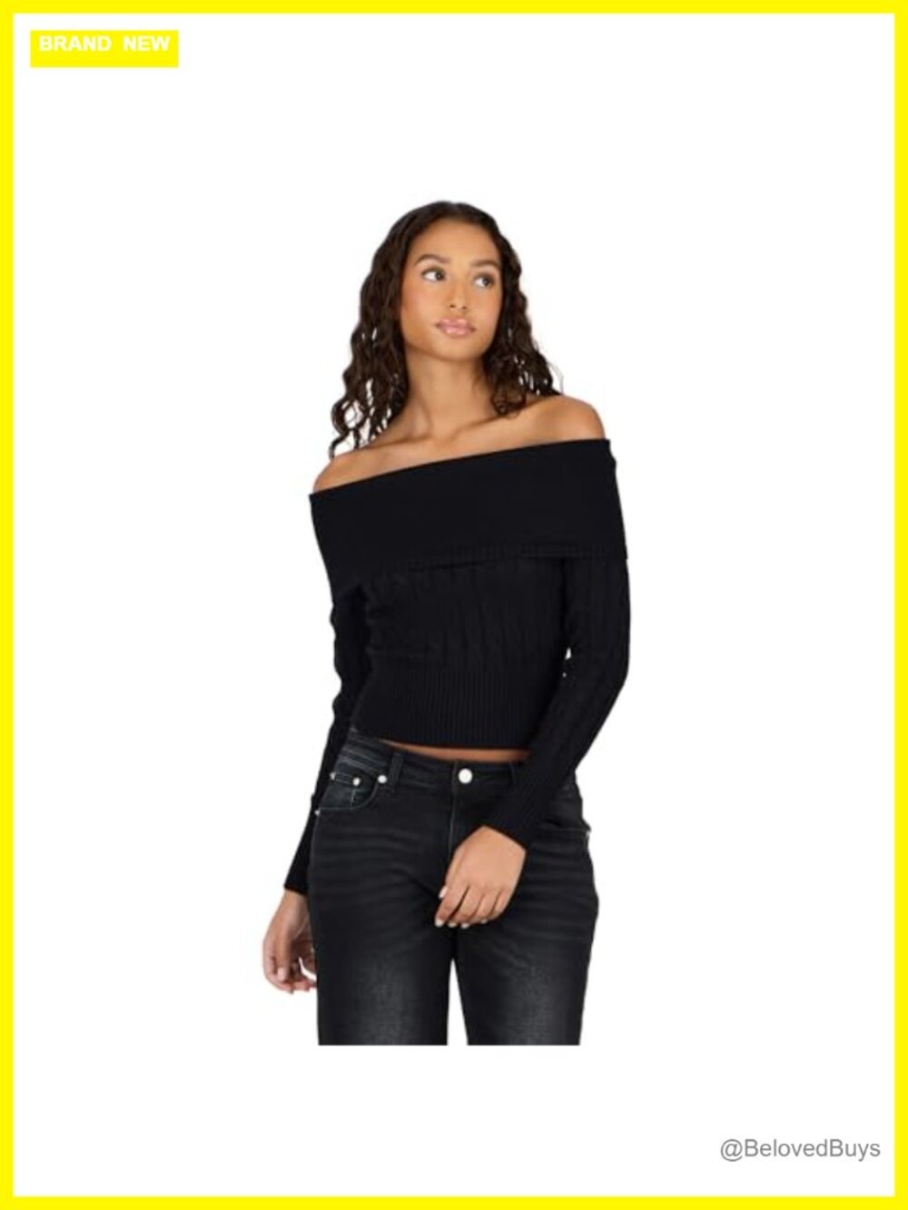 Fold Over Off The Shoulder Cable Knit Sweater Pullover